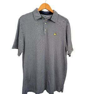 Clubhouse Collection Mens Black & White Striped Masters Golf Shirt Augusta Natio